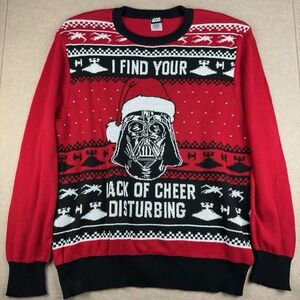 Star Wars Sweater Men 2XL Red‎ Darth Vader Christmas Quote Ugly Knit Holiday